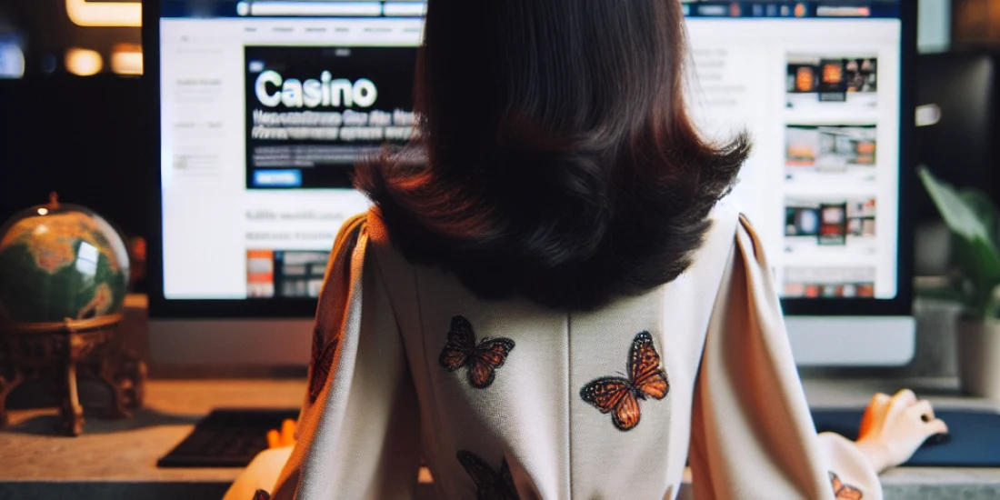 girl reading the news on a computer